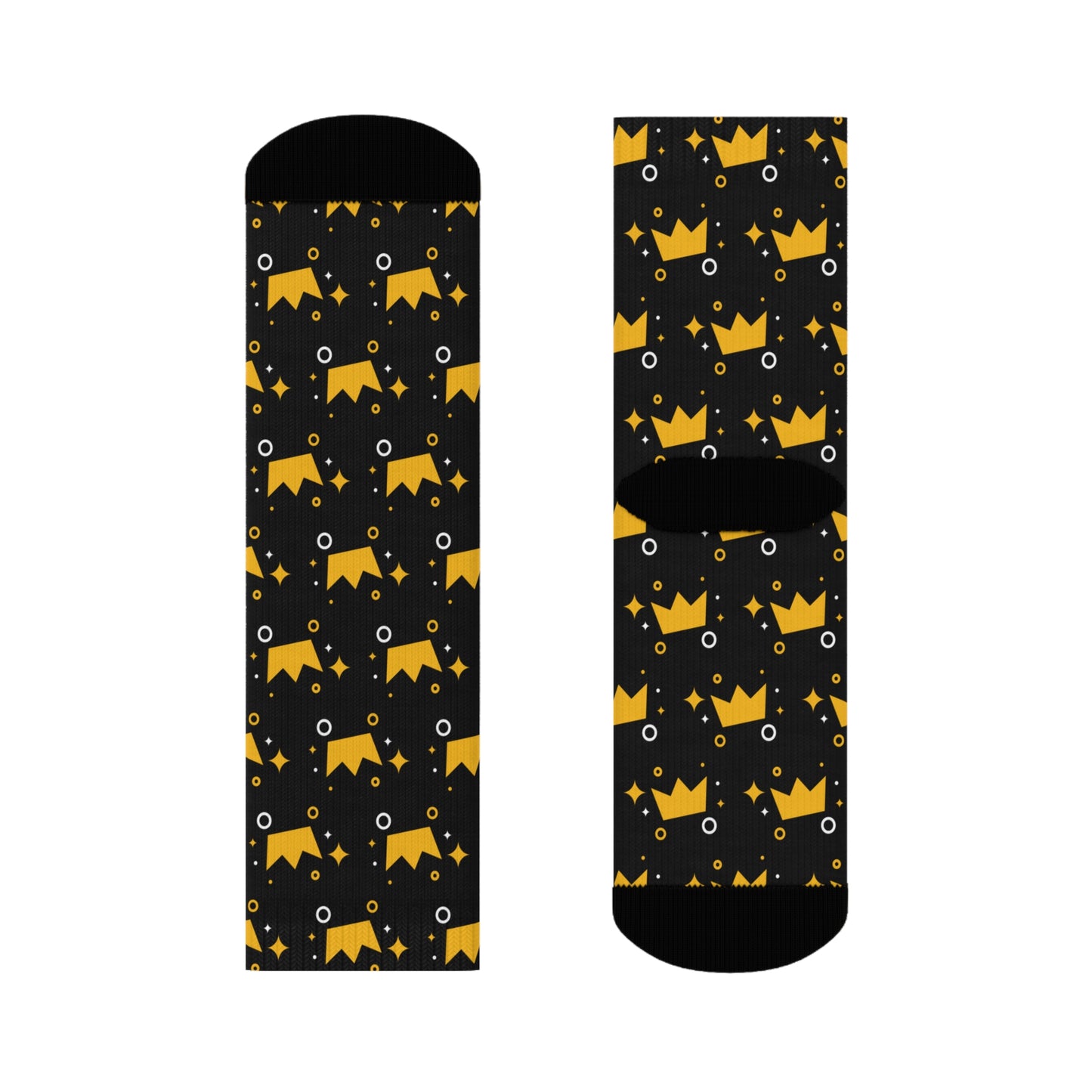 Crown Patterned - Black Crew Socks