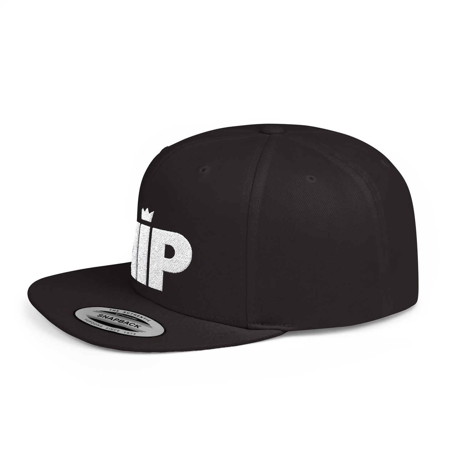 The Iconic White Embroided - Flat Bill Snapback