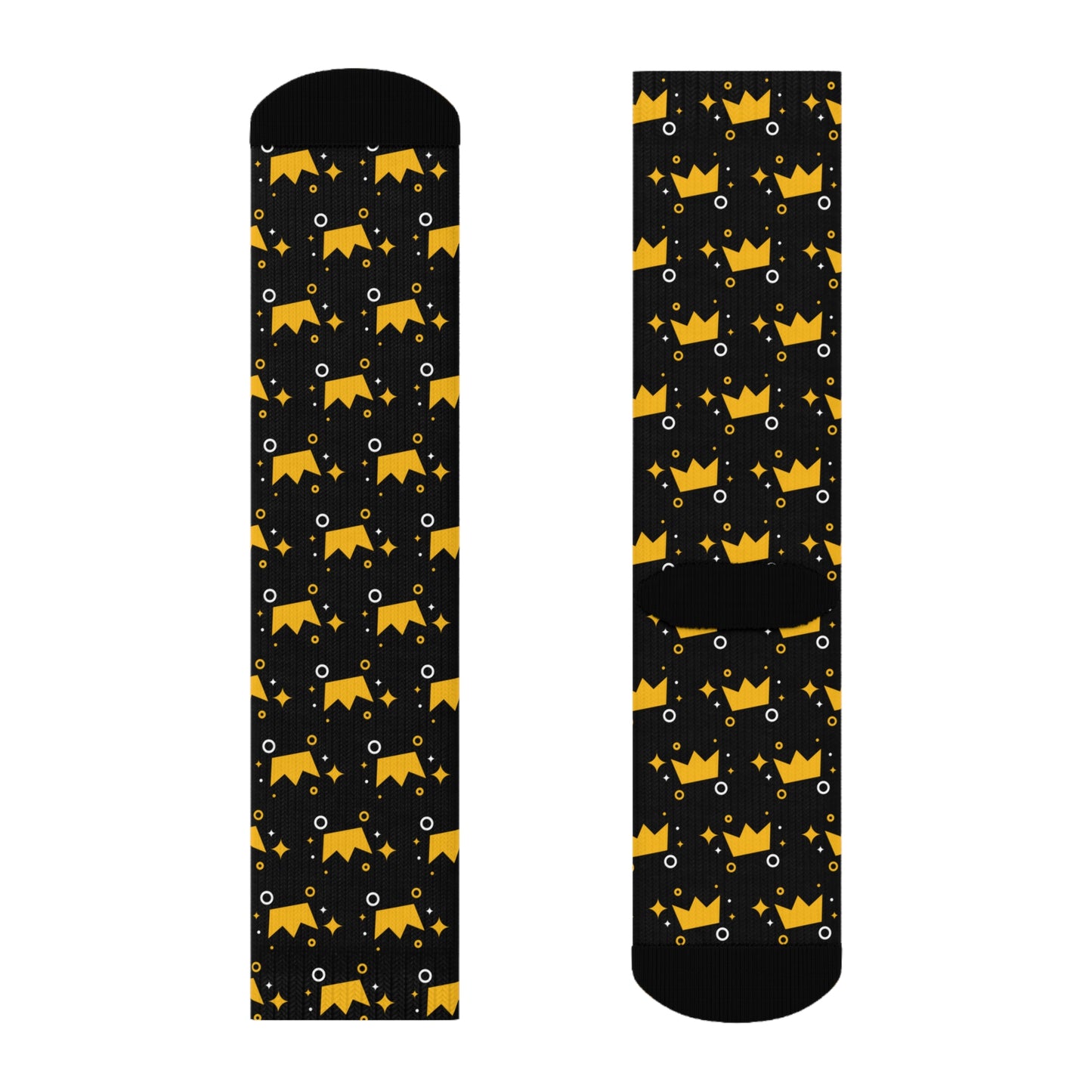 Crown Patterned - Black Crew Socks