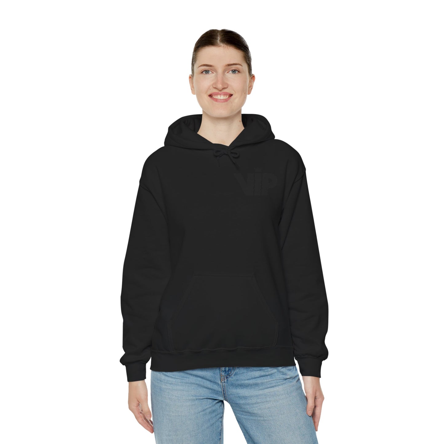 Bold Embossed Hoodie — Black Minimalist Statement Sweatshirt
