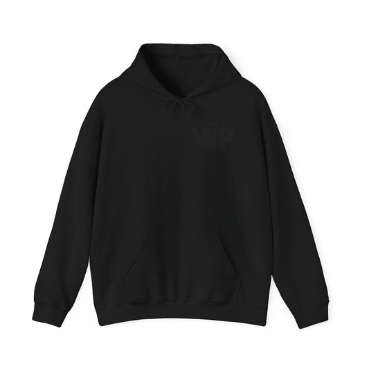 Bold Embossed Hoodie — Black Minimalist Statement Sweatshirt