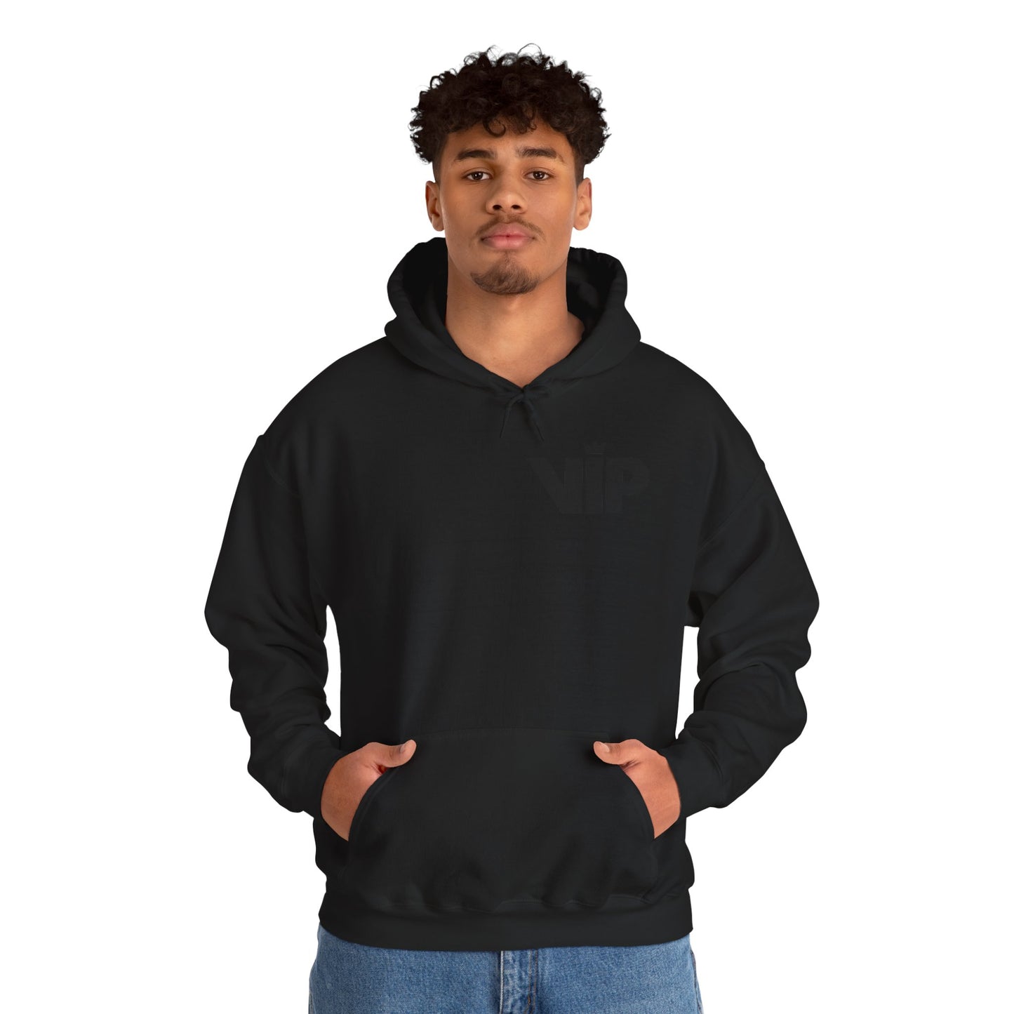 Bold Embossed Hoodie — Black Minimalist Statement Sweatshirt