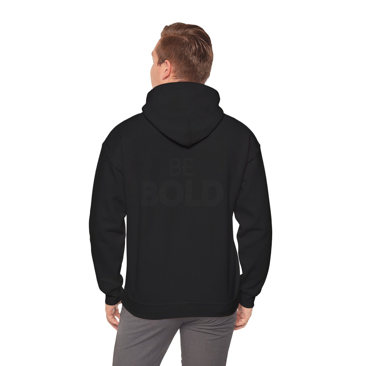Bold Embossed Hoodie — Black Minimalist Statement Sweatshirt