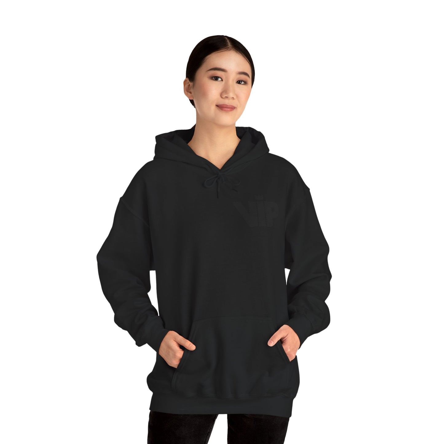 Bold Embossed Hoodie — Black Minimalist Statement Sweatshirt